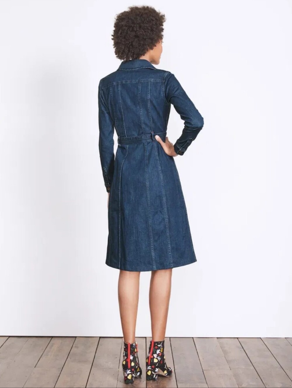 BODEN Laura Denim Button Front Stretch Shirt Dress Size 16L - Picture 16 of 16